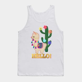 Hello! Llama and Cactus | Original Cherie's Art(c)2020 Tank Top